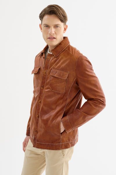 Ferry Bright Cognac Leather Jacket