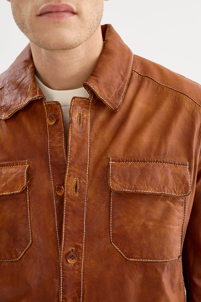 Ferry Bright Cognac Leather Jacket