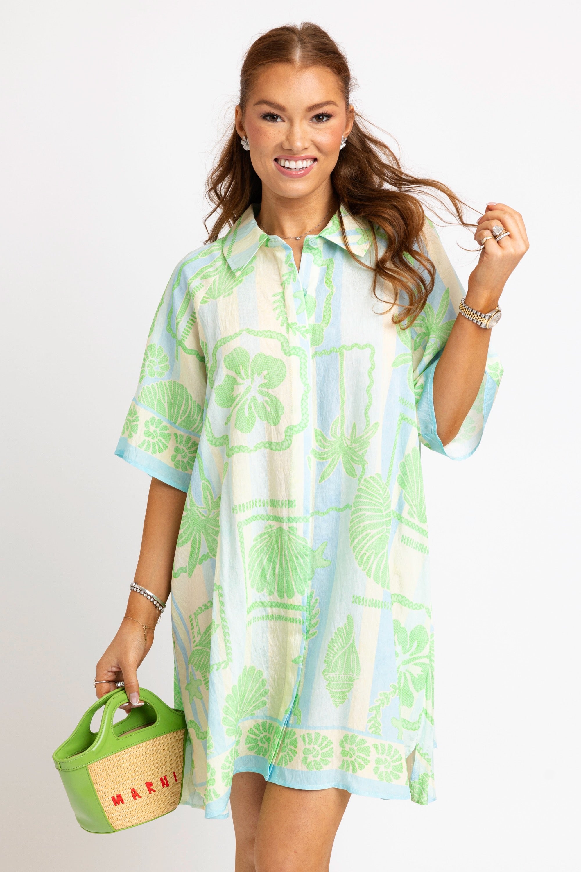 SEA SHELL STRIPE SHIRT DRESS