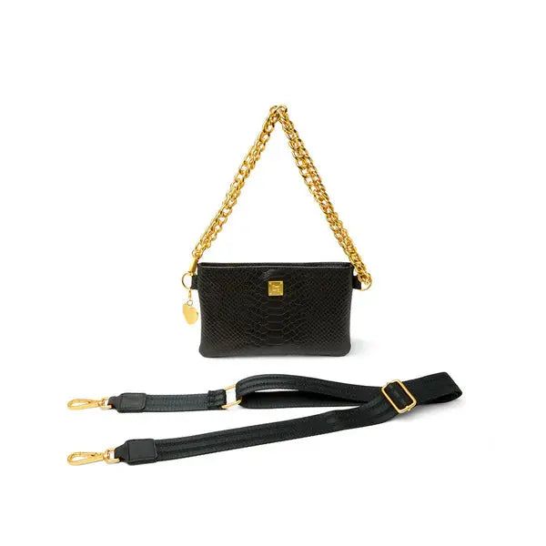 Fame Handbag - Black Python Think Royln