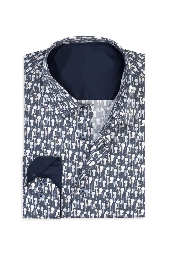 Garnet shirt with a pattern on a white background