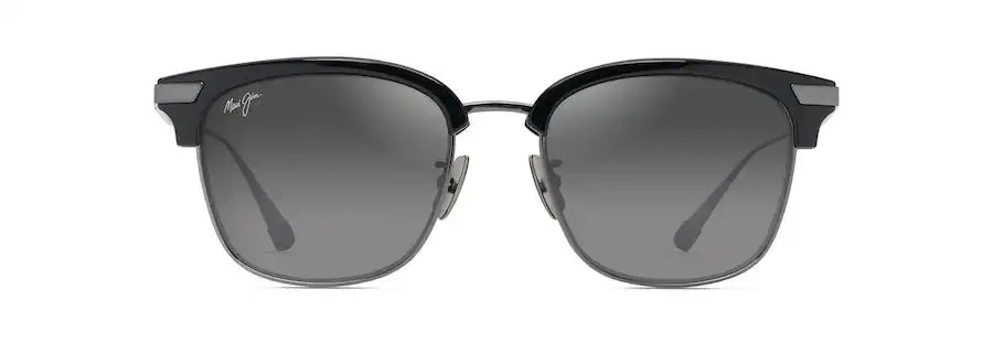 Kalaunu Asian Fit - Shiny Black with Dark Silver Maui Jim