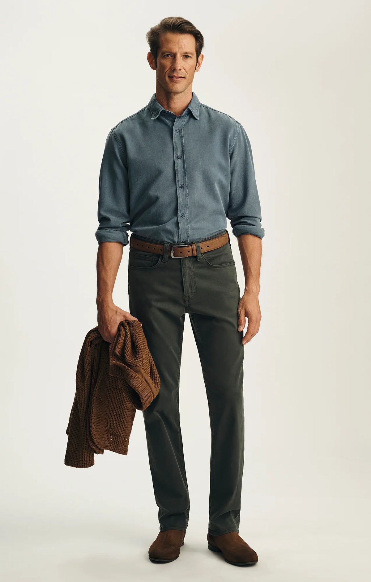 Relaxed Straight Leg Pants -  Deep Teal Twill