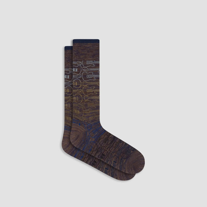 Guitar Mid-Calf Socks - Mocha Bugatchi