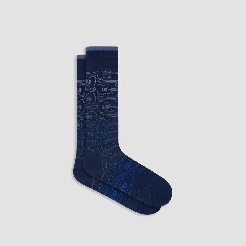 Guitar Mid-Calf Socks - Navy Bugatchi
