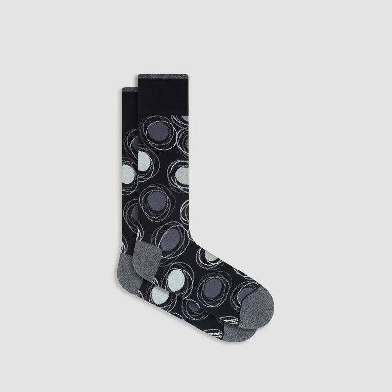 Abstract Circles Mid-Calf Socks - Black Bugatchi