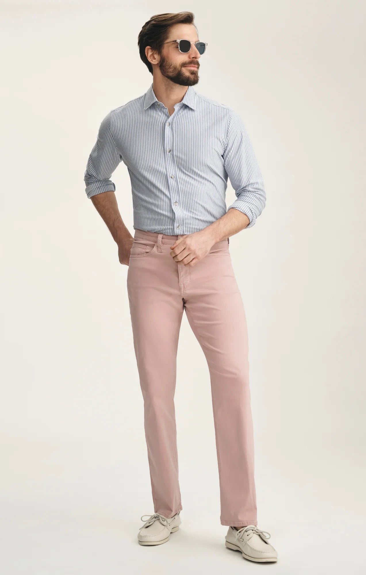 Straight Leg Pants - Pink Twill