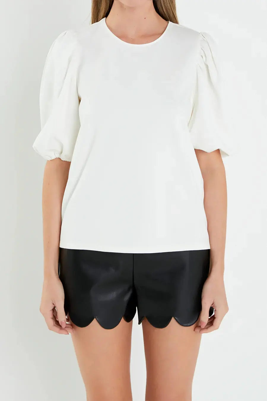 Ponte Puff Sleeve Top English Factory