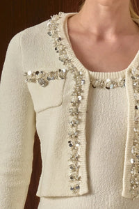 Boucle Knit Jewel Trim Cardigan ENDLESS ROSE
