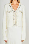 Boucle Knit Jewel Trim Cardigan ENDLESS ROSE
