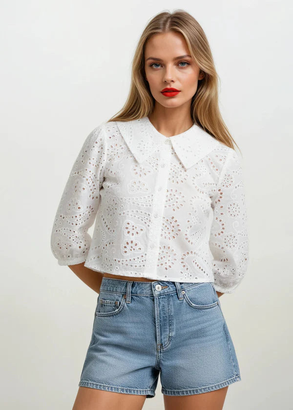 Havenburg White Eyelet Top