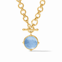 Honeybee Solitaire Necklace - Iridescent Chalcedony Blue
