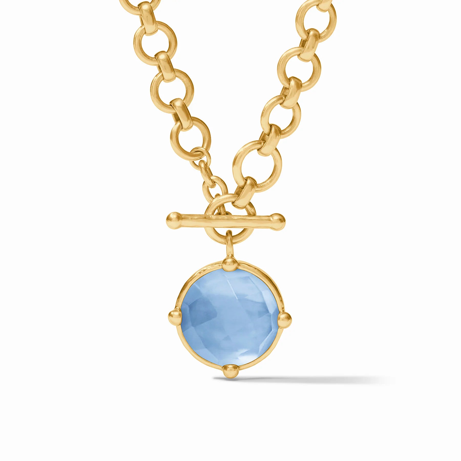 Honeybee Solitaire Necklace - Iridescent Chalcedony Blue