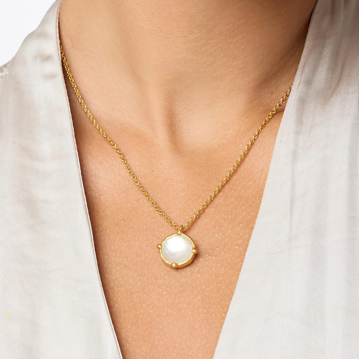 Honeybee Solitaire Necklace - Iridescent Bahamian Blue JULIE VOS