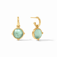 Honeybee Hoop & Charm Earring - Iridescent Aquamarine Blue