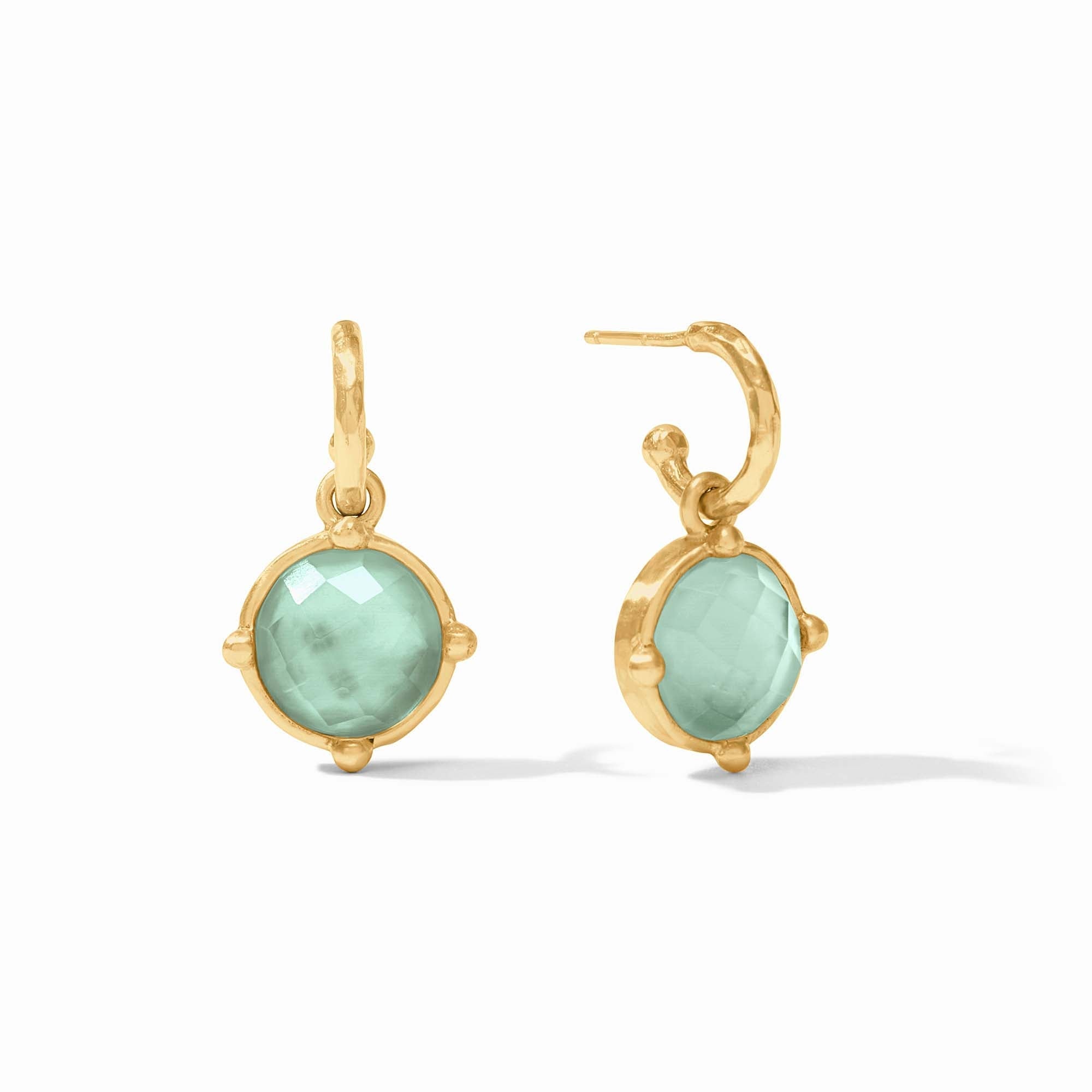 Honeybee Hoop & Charm Earring - Iridescent Aquamarine Blue