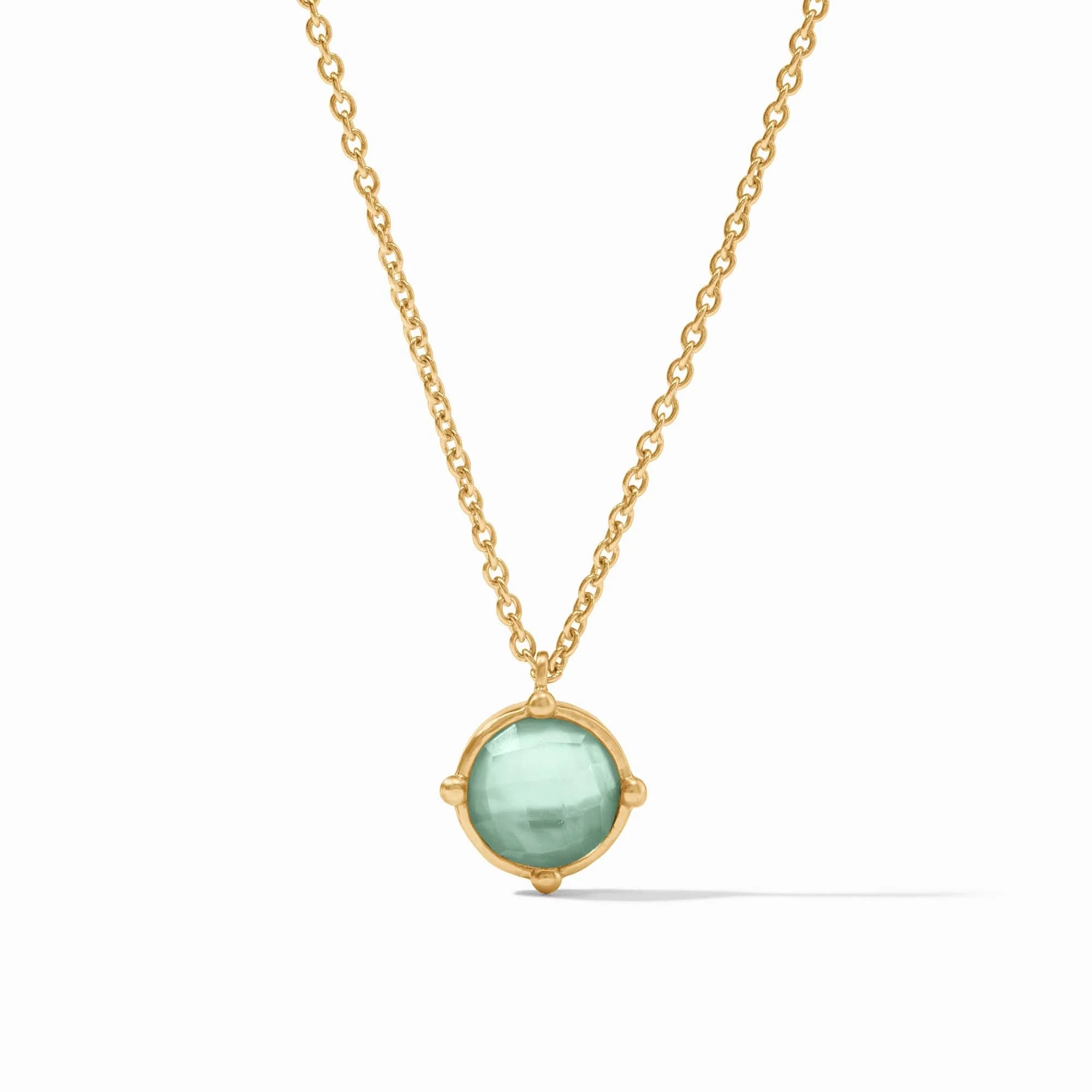 Honeybee Solitaire Necklace - Iridescent Aquamarine Blue