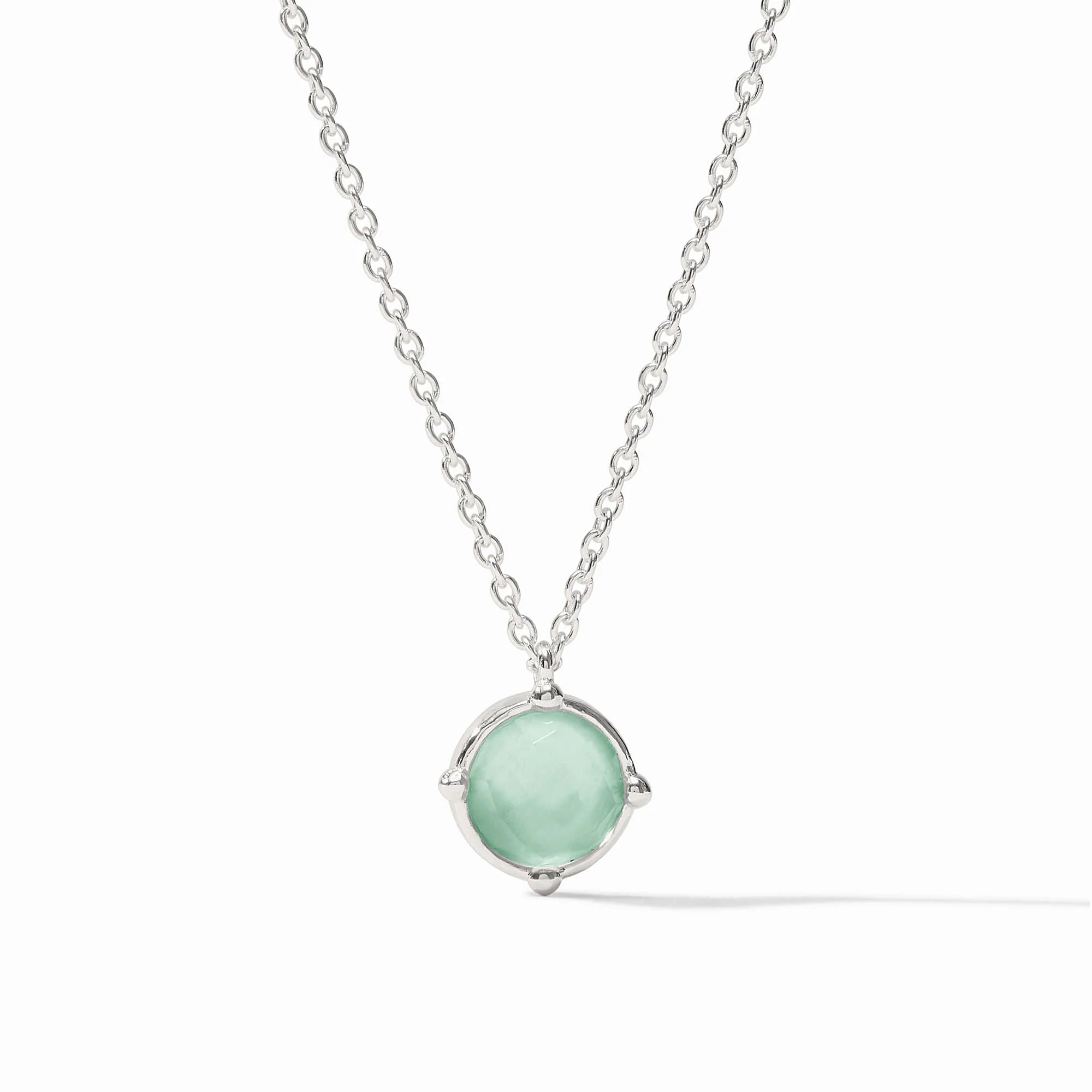 Honeybee Solitaire Necklace - Iridescent Aquamarine Blue