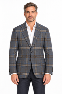 Blue & Tan Plaid Sport Coat