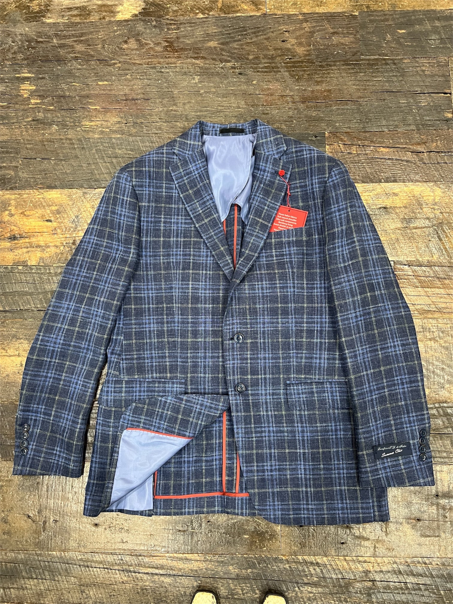 Gia Blue Plaid Linen Sport Coat