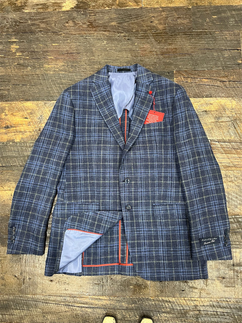 Gia Blue Plaid Linen Sport Coat