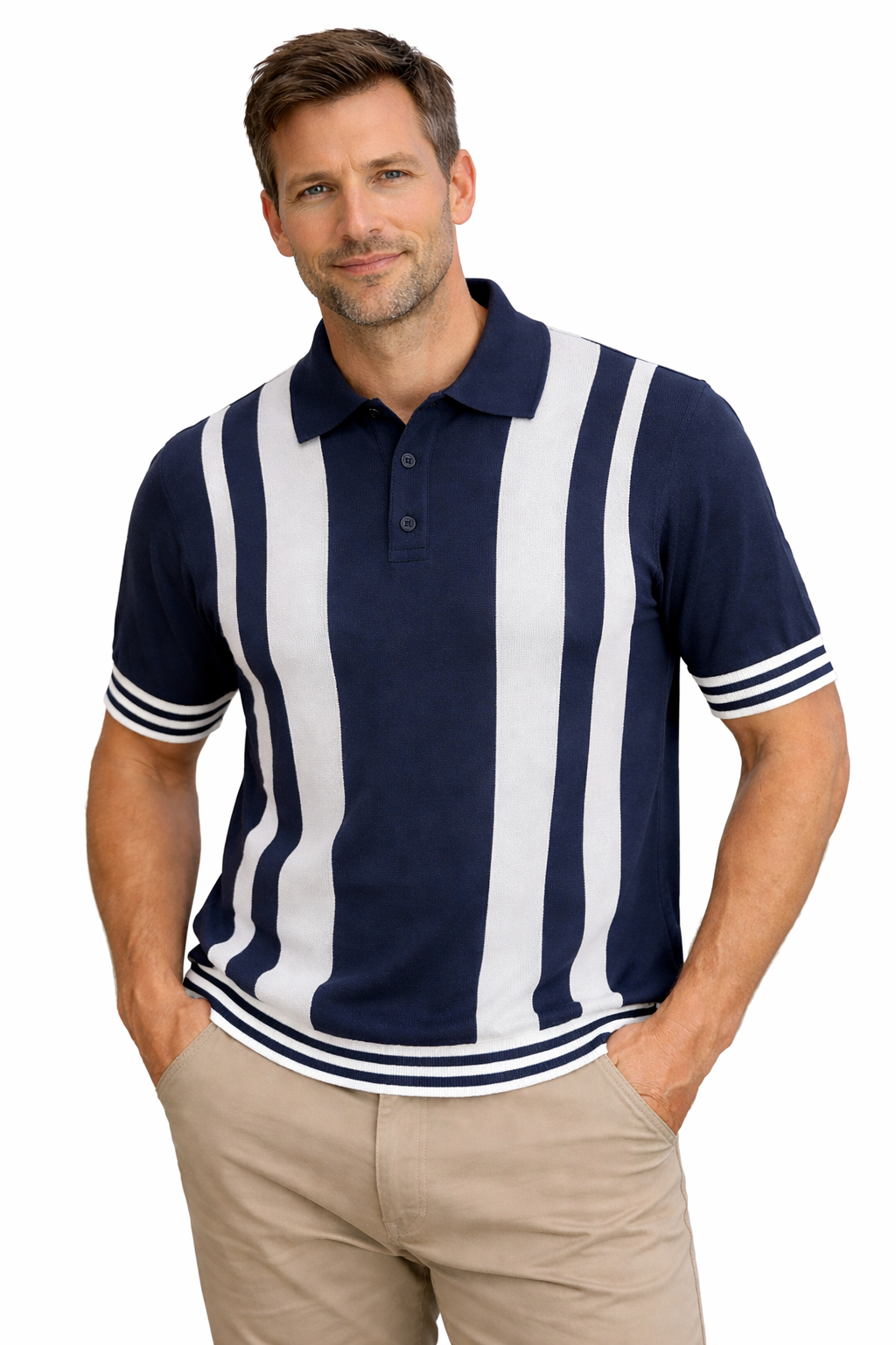 Navy Panel Vintage Knit Polo