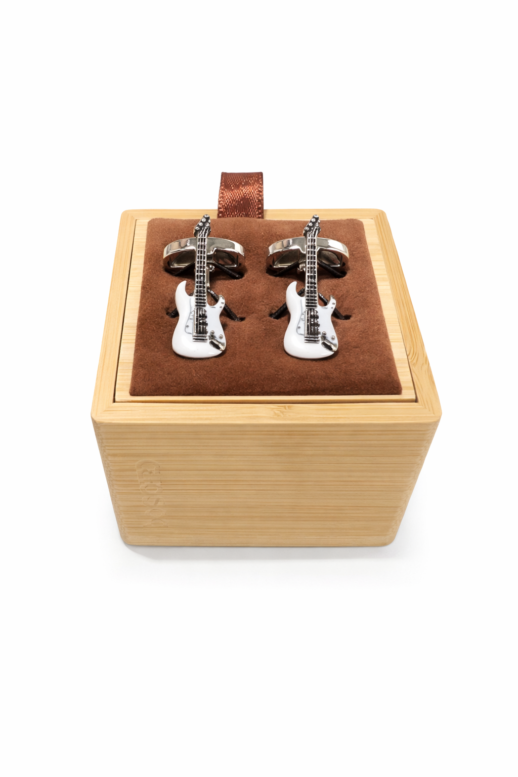 White Electric Guitar Cufflinks