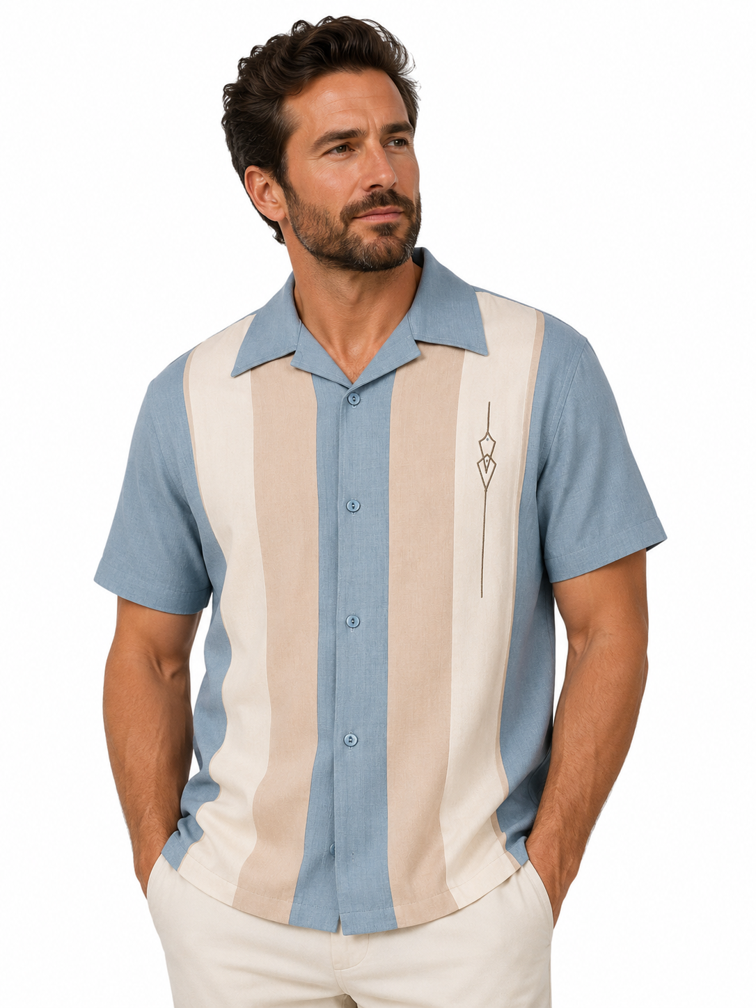 The Sheen Retro Shirt - Aqua/Cream/Stone
