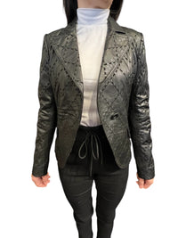 Leather Blazer w/ Leopard Lining