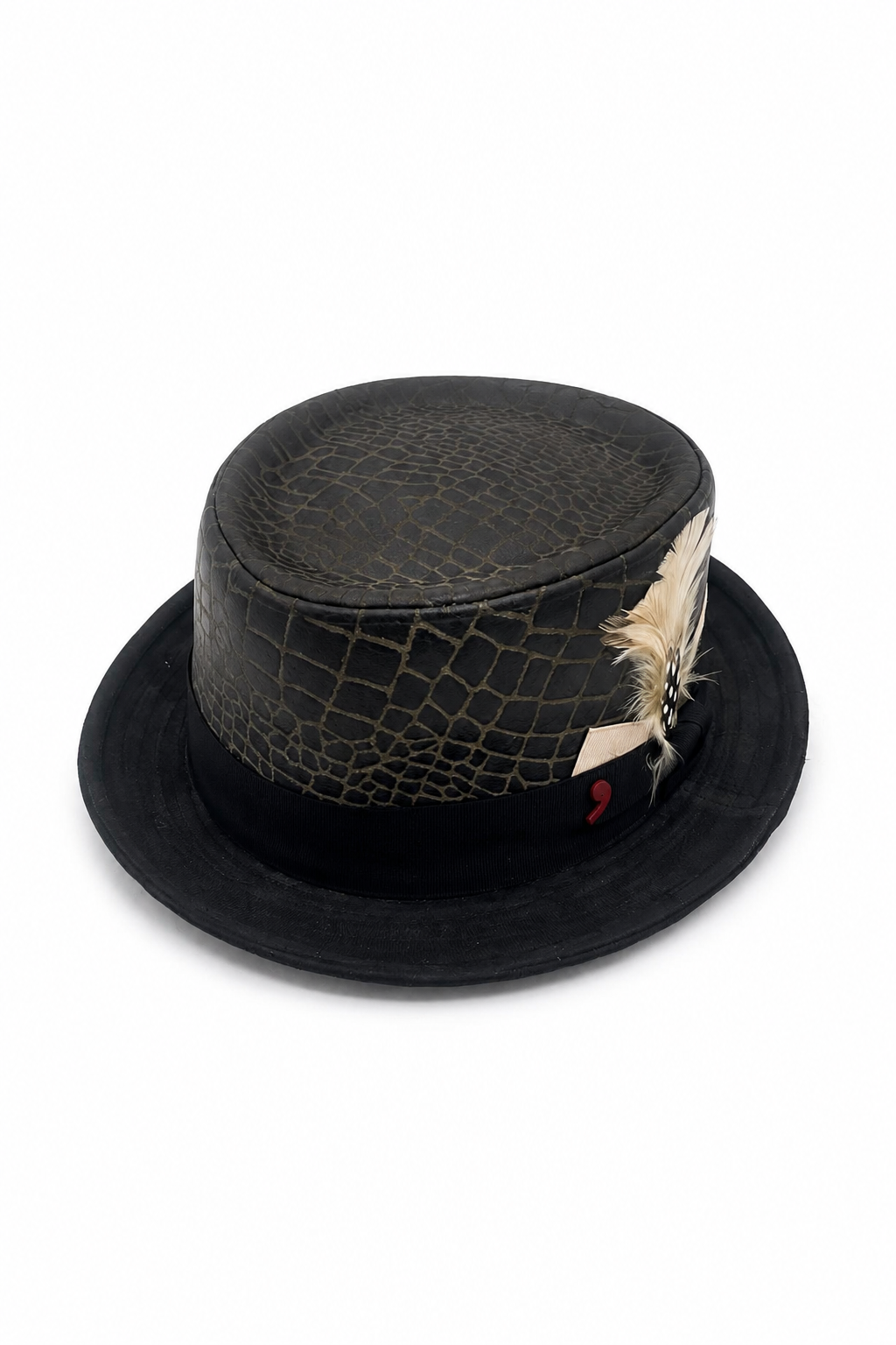 Black Leather Gator Hat