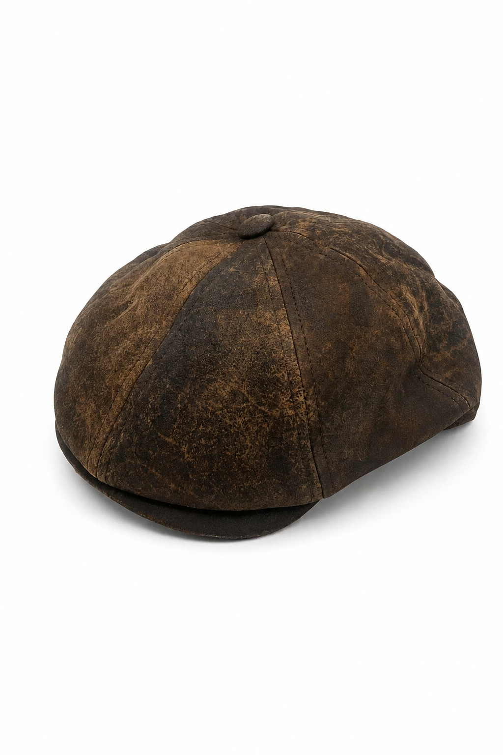 Distressed Leather Flat Cap
