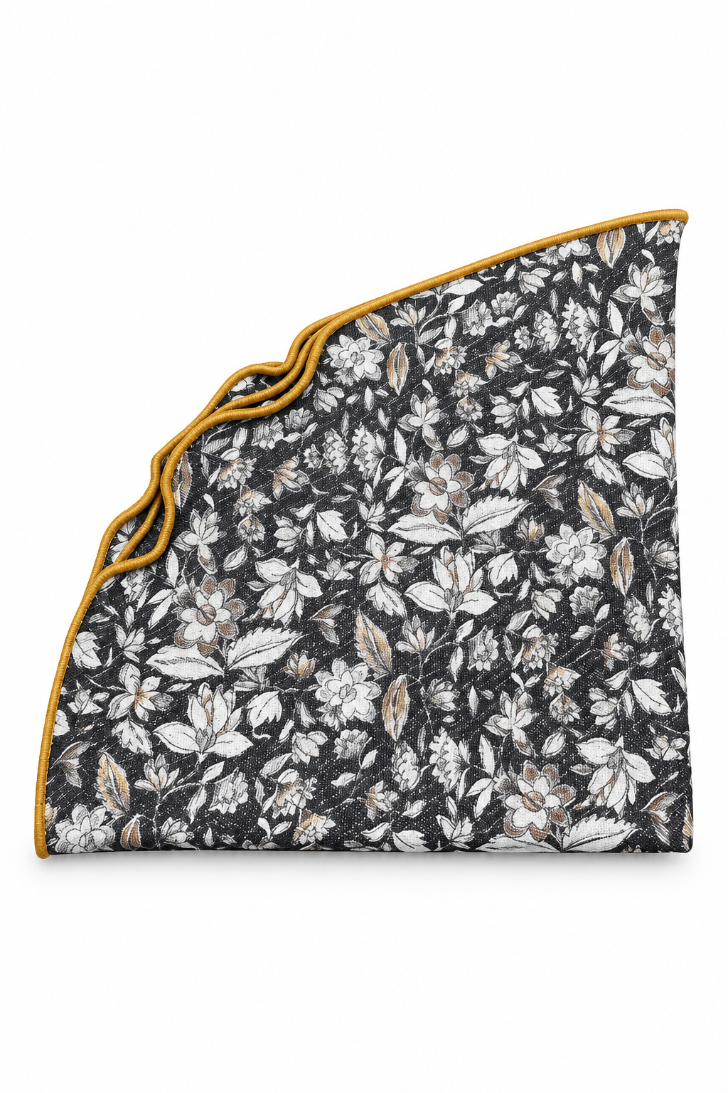 Black Floral Silk Pocket Round