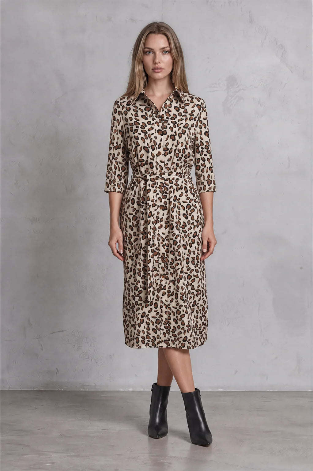 Leopard Cord Midi Dress