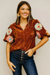 Embroiderd Floral Felt Top THML