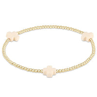 Signature cross gold pattern 2mm bead bracelet (3 Colors)