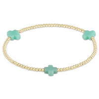 Signature cross gold pattern 2mm bead bracelet (3 Colors)