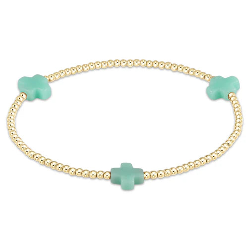 Signature cross gold pattern 2mm bead bracelet (3 Colors)