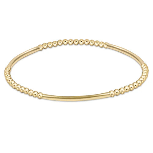 bliss bar gold pattern 3mm bead bracelet - gold