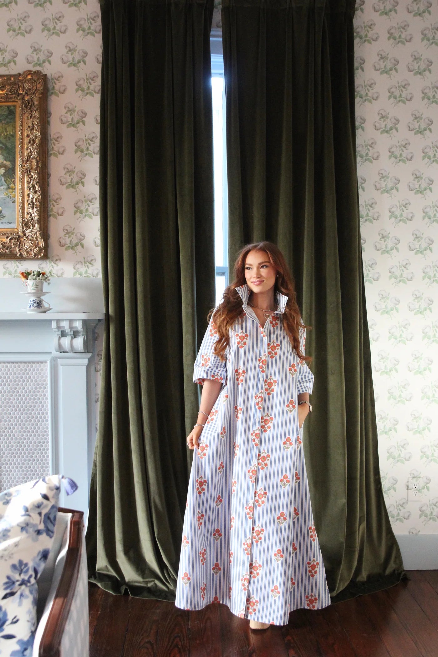 Stripe Floral Maxi Dress