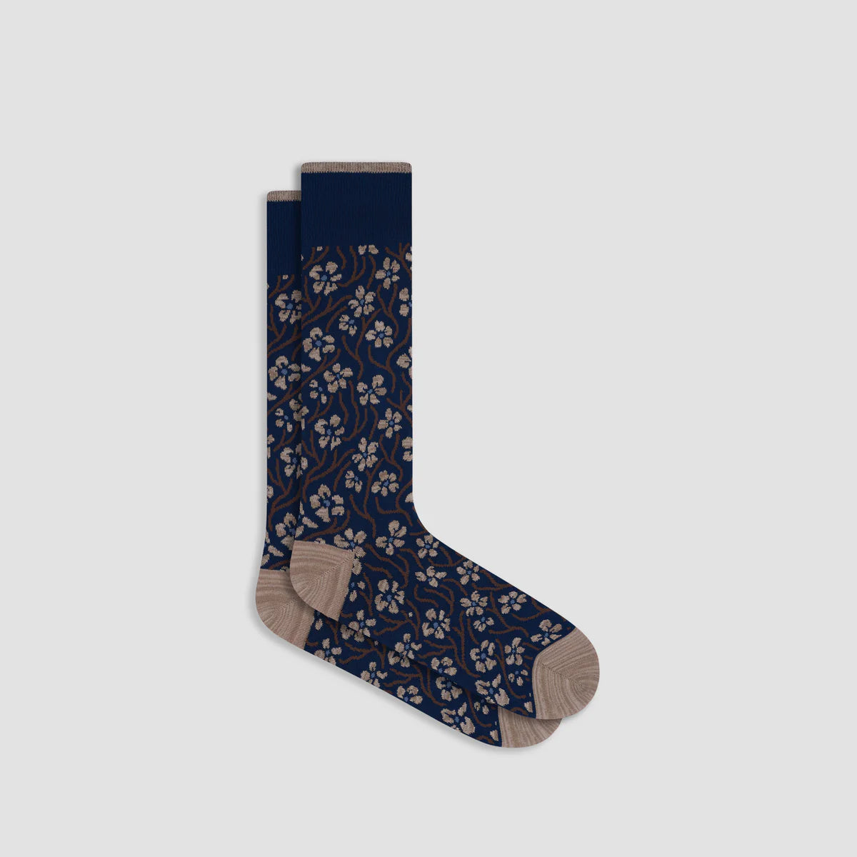 Floral Mid-Calf Socks-Mocha