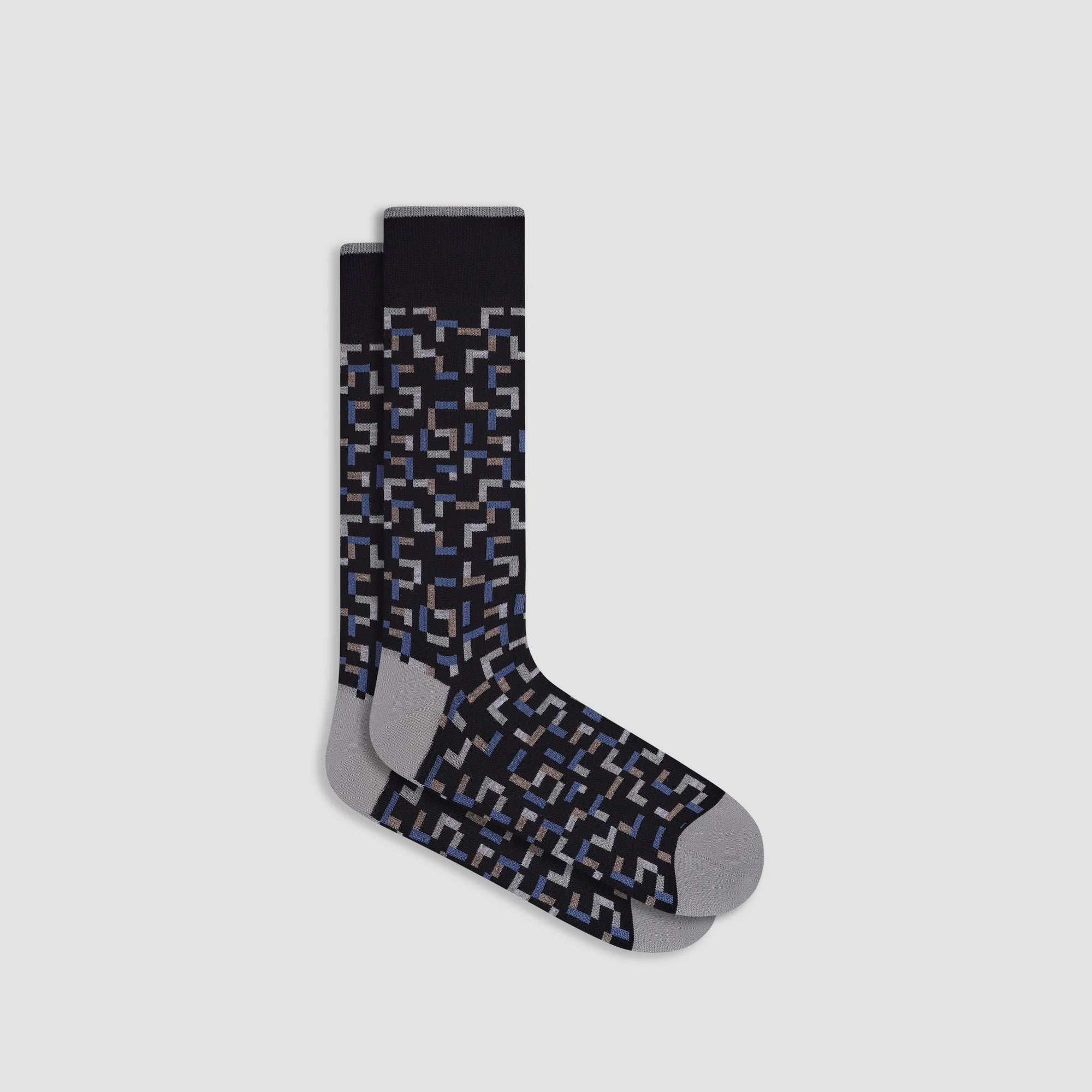 Geometric Mid-Calf Socks - Black