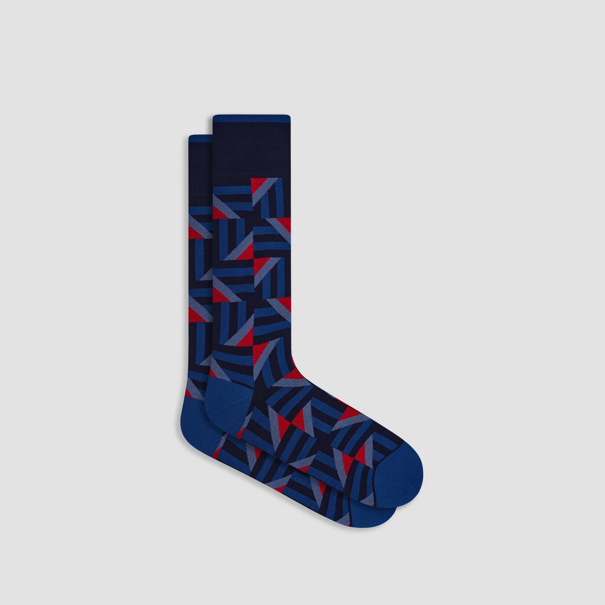 Geometric Mid-Calf Socks - Navy