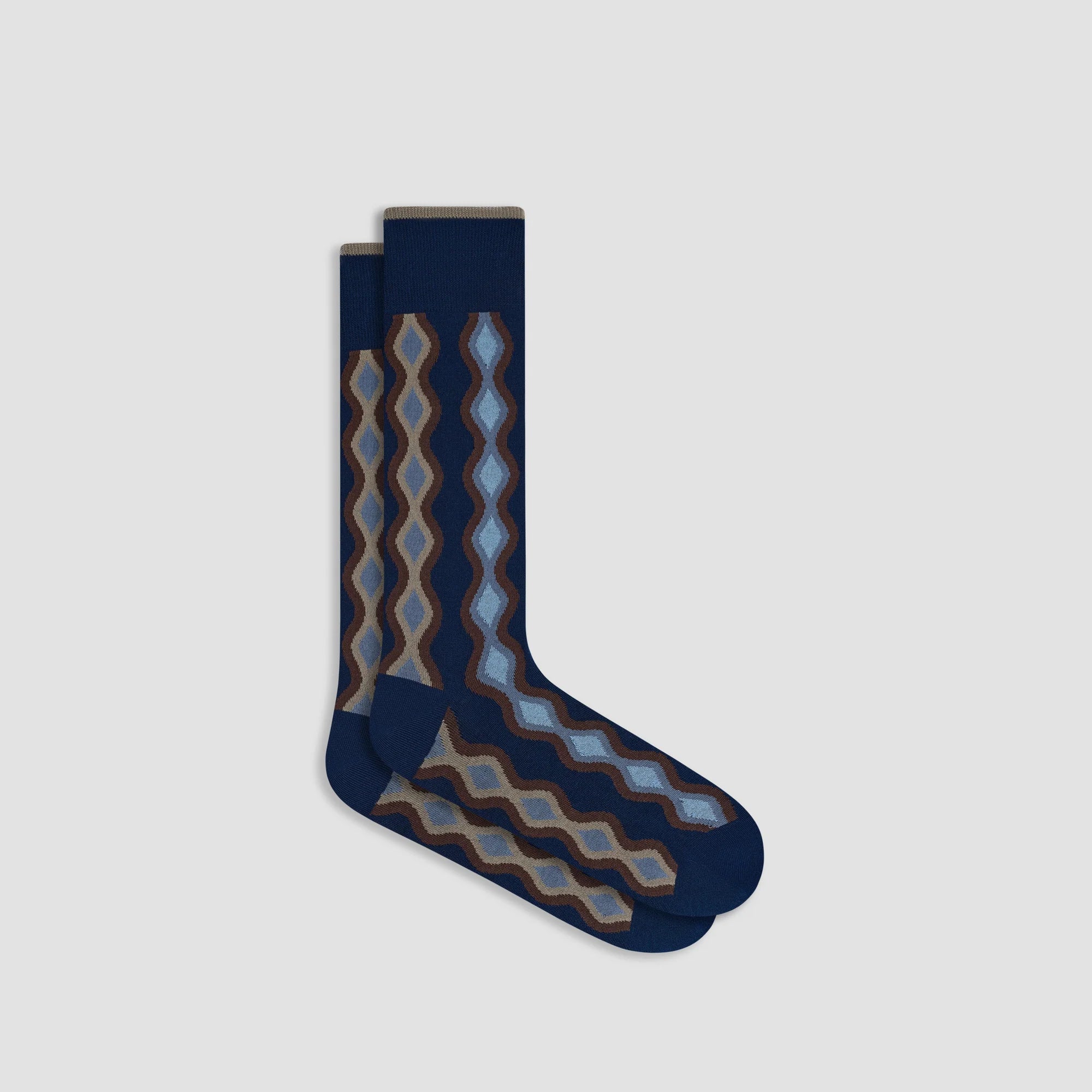 Diamond Wave Mid-Calf Socks - Mocha