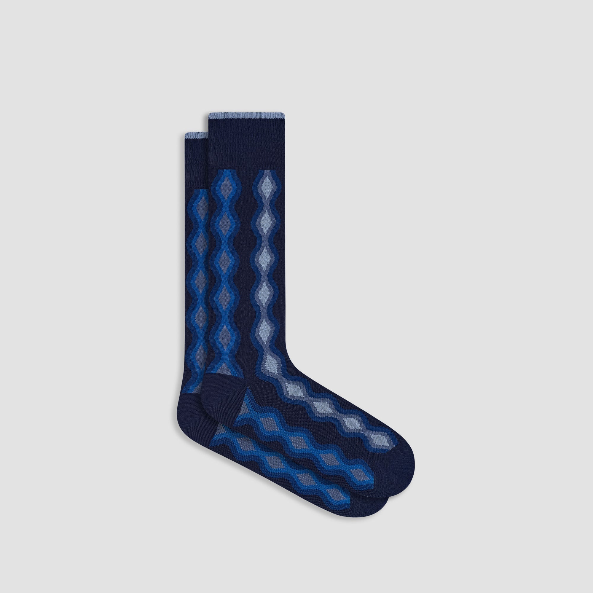 Diamond Wave Mid-Calf Socks - Navy