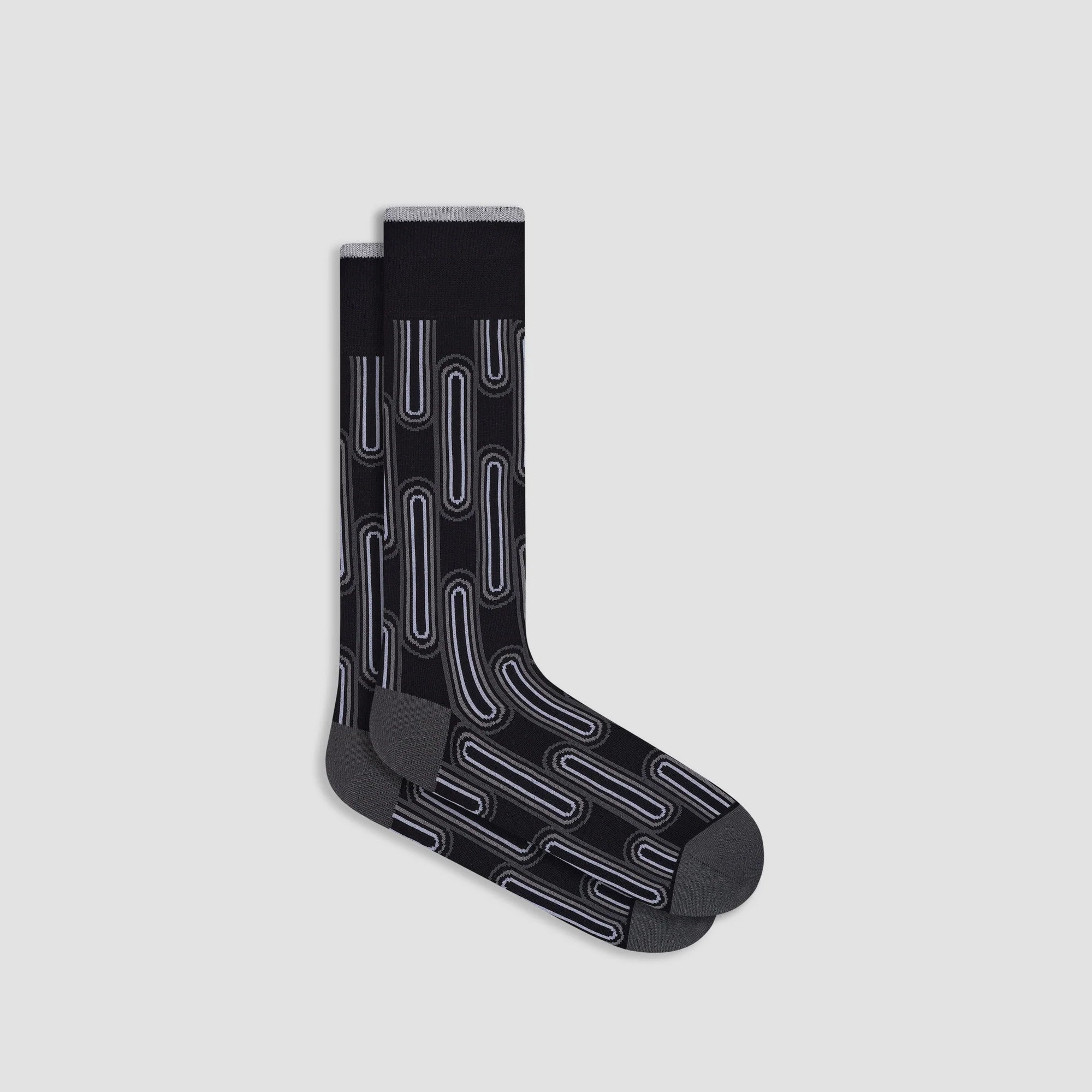 Geometric Link Mid-Calf Socks - Black