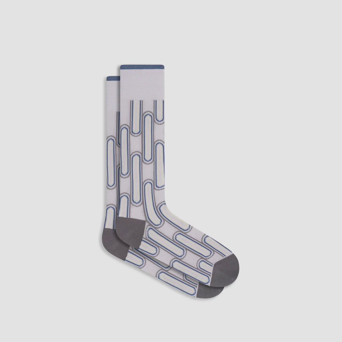 Geometric Link Mid-Calf Socks - Stone