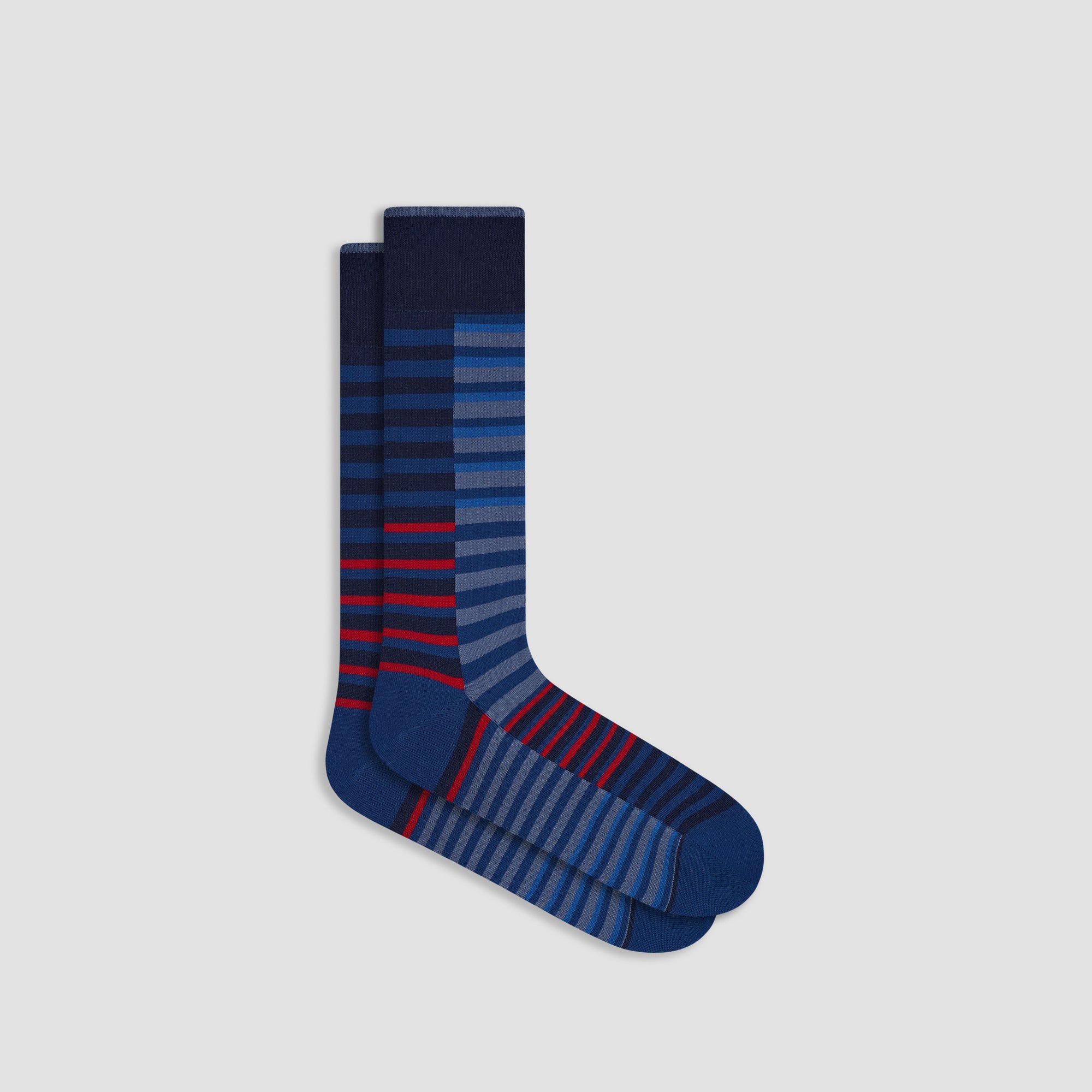Striped Mid-Calf Socks- Navy