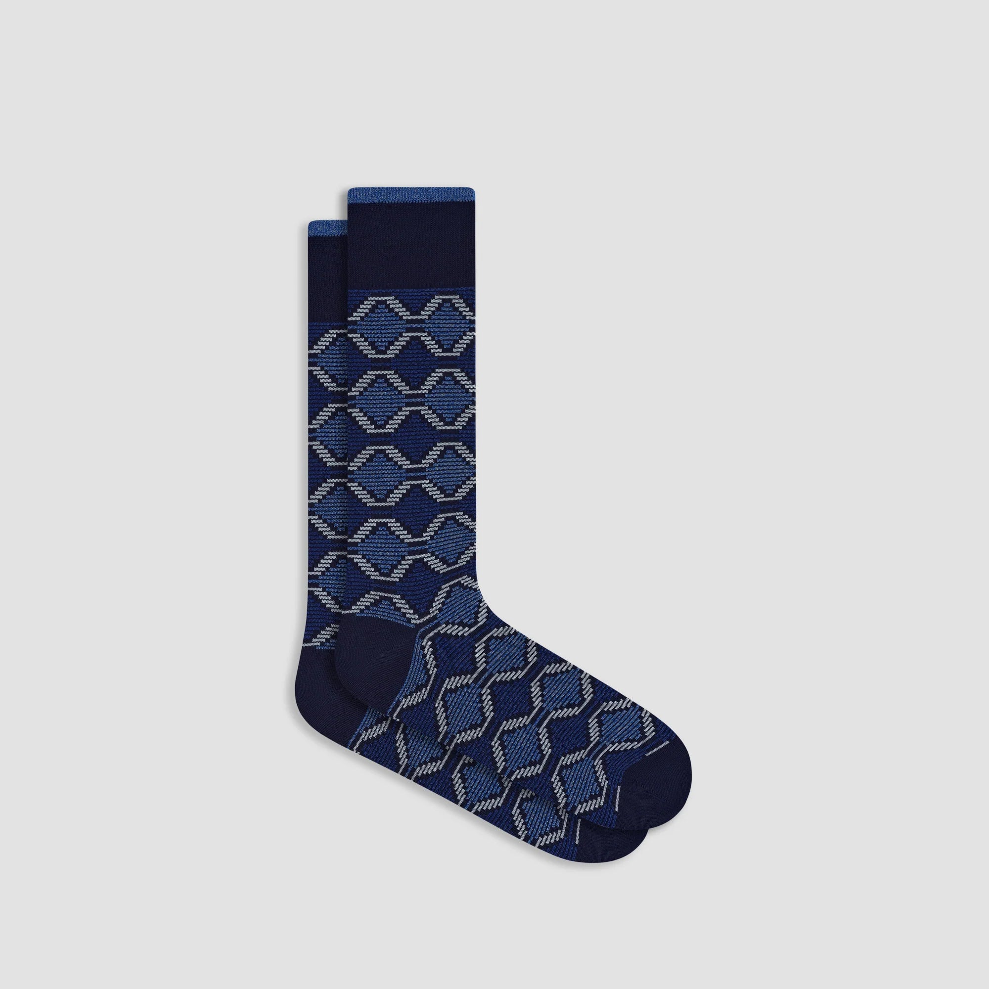 Linked Diamond Mid-Calf Socks - Navy