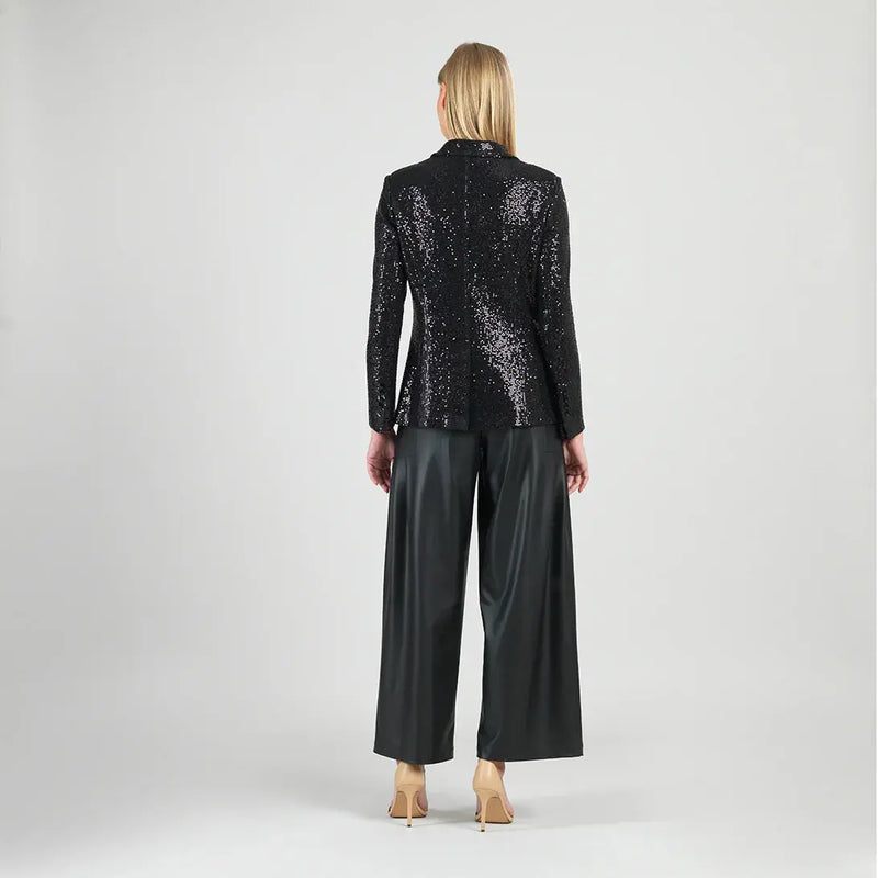 Sequin Knit - Signature Pocket Blazer - Black Clara Sun Woo