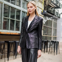 Sequin Knit - Signature Pocket Blazer - Black Clara Sun Woo